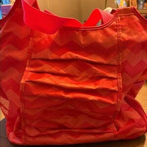 Thirty-One Red Chevron Tote Bag